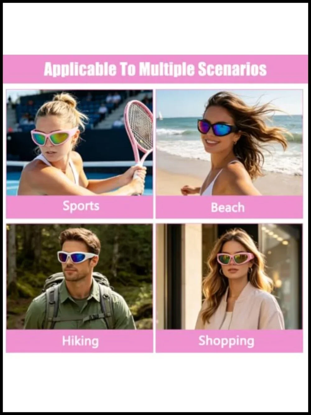 3-Piece Polarized Wrap Around Sunglasses UV400 Protection Sport Shades Unisex